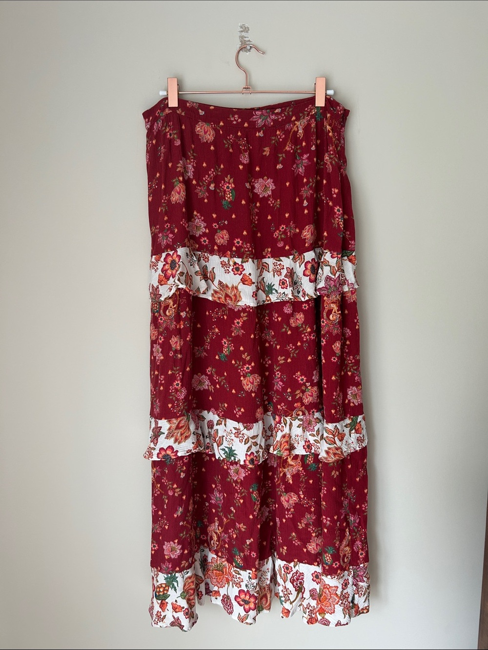 Farm Rio Anthropologie Portia Tiered Maxi Skirt